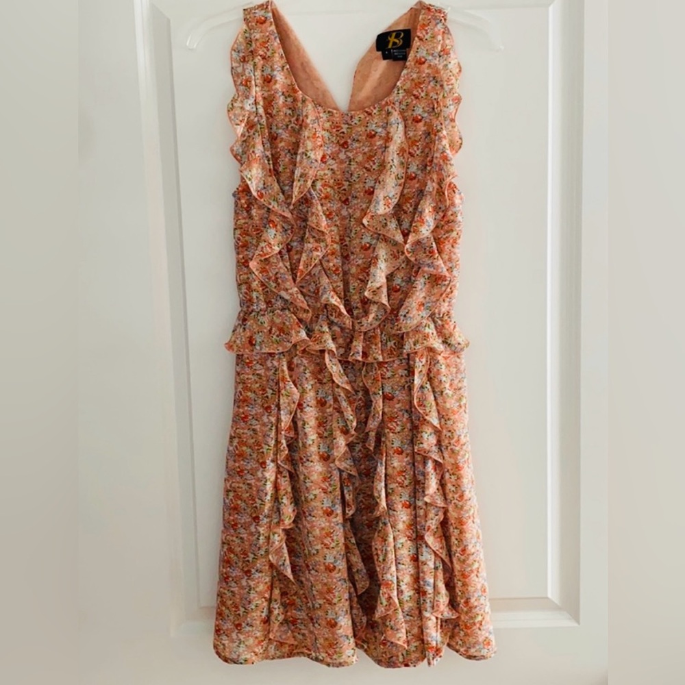 Sachin + Babi Anthropologie peach ruffled floral mini dress sleeveless 4